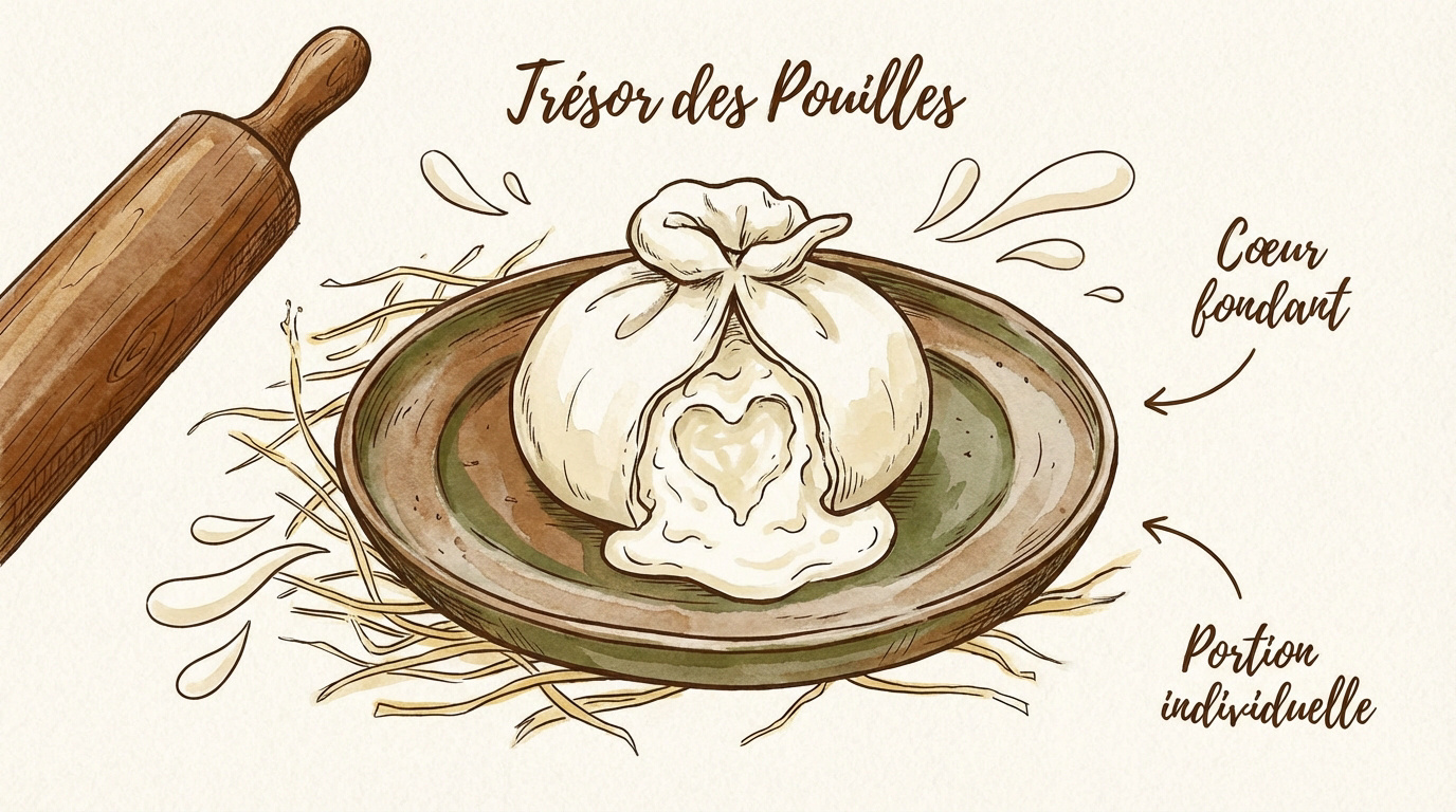 Burratina artisanale au cœur fondant originaire des Pouilles