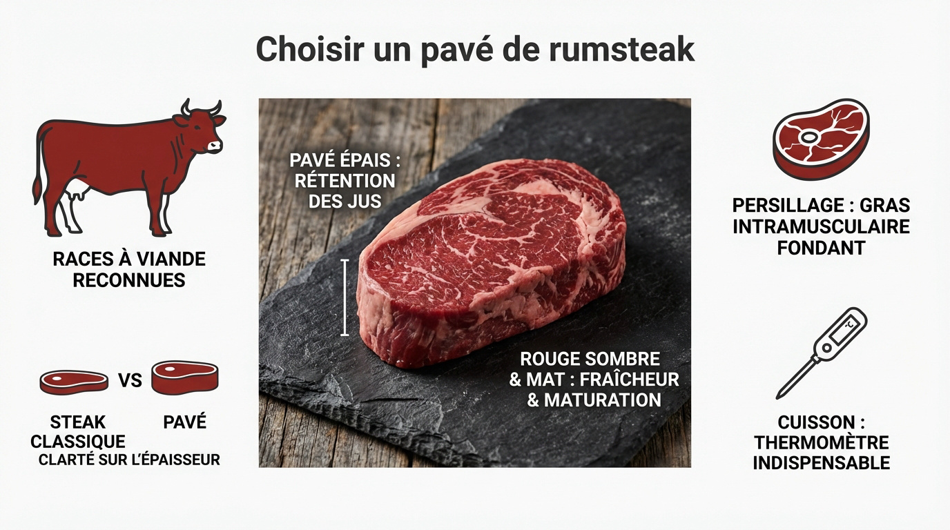 Guide visuel pour choisir un pavé de rumsteak persillé