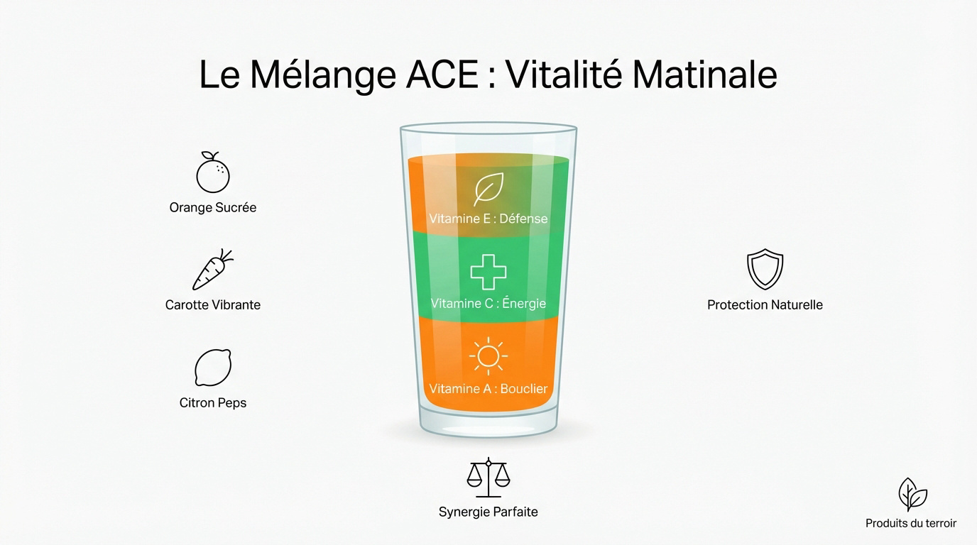 Jus ACE frais avec carottes et oranges