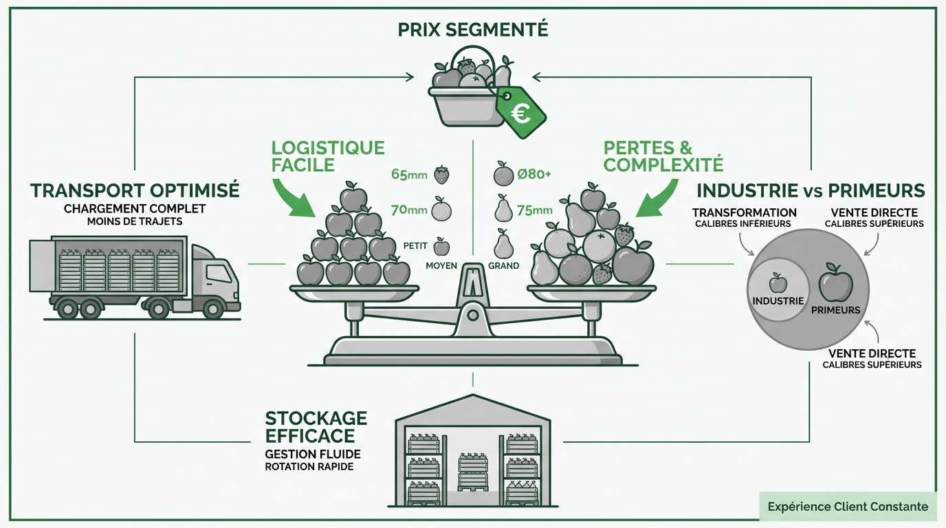 Optimisation logistique et tarification des fruits et légumes selon leur calibre
